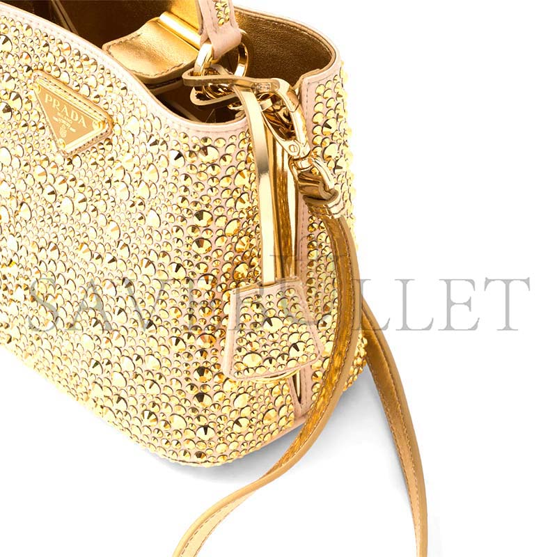 PRADA PANIER SATIN BAG WITH CRYSTALS 1BA373 (16*15*9.5cm) 